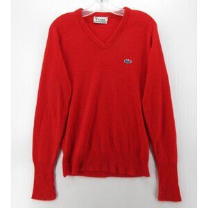 VINTAGE Lacoste Sweater Medium Izod 70s Orlon Crocodile Logo Pullover *
